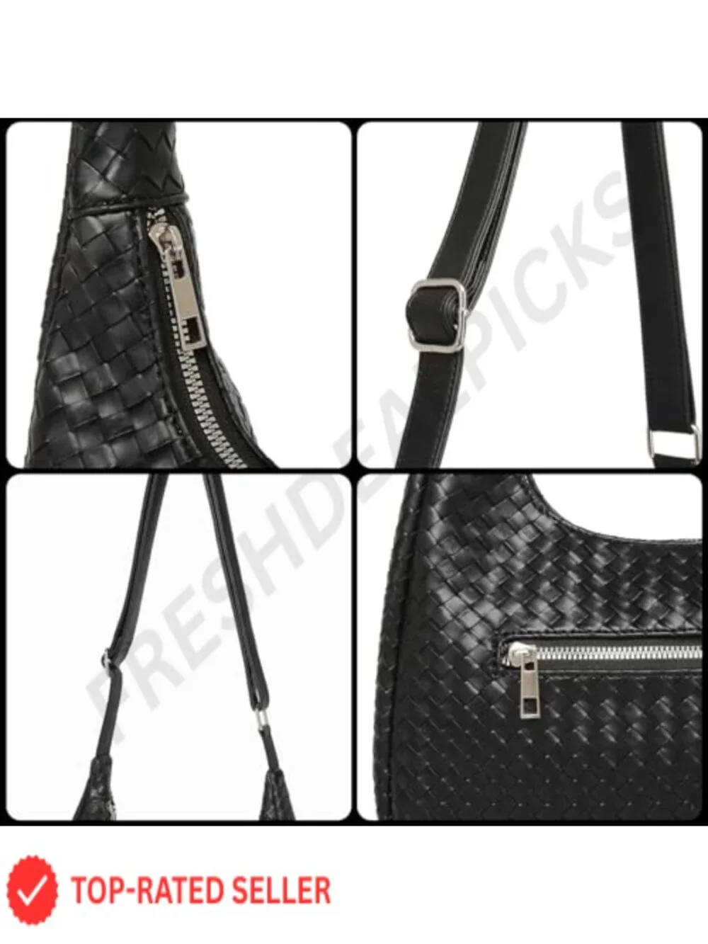 Woven Hobo Bag for Women Faux Leather Crossbody Shoulder Purse Travel